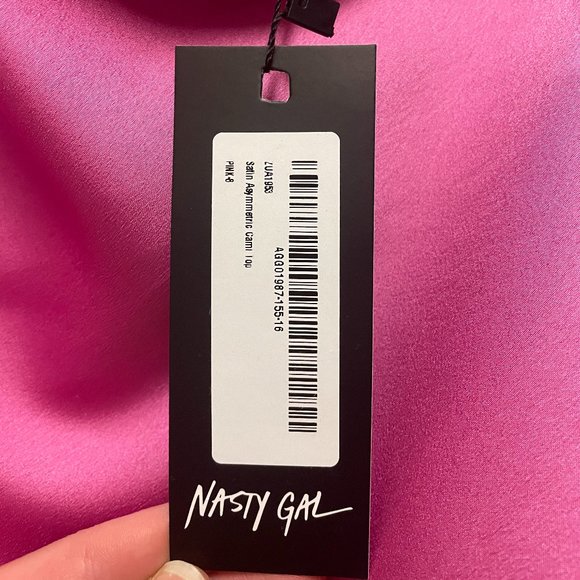 Nasty Gal Satin Asymmetric Cami Top NWT - Picture 7 of 8